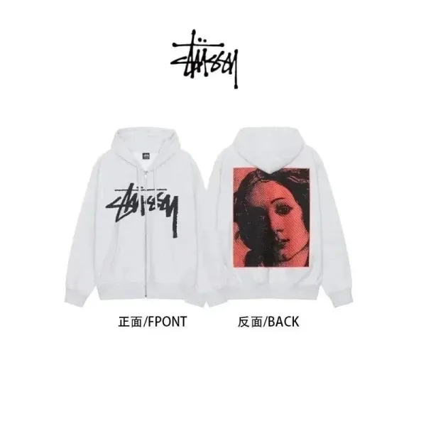 Stüssy x Andy Warhol Collaboration Graphic Zip-Up Hoodie White - 1