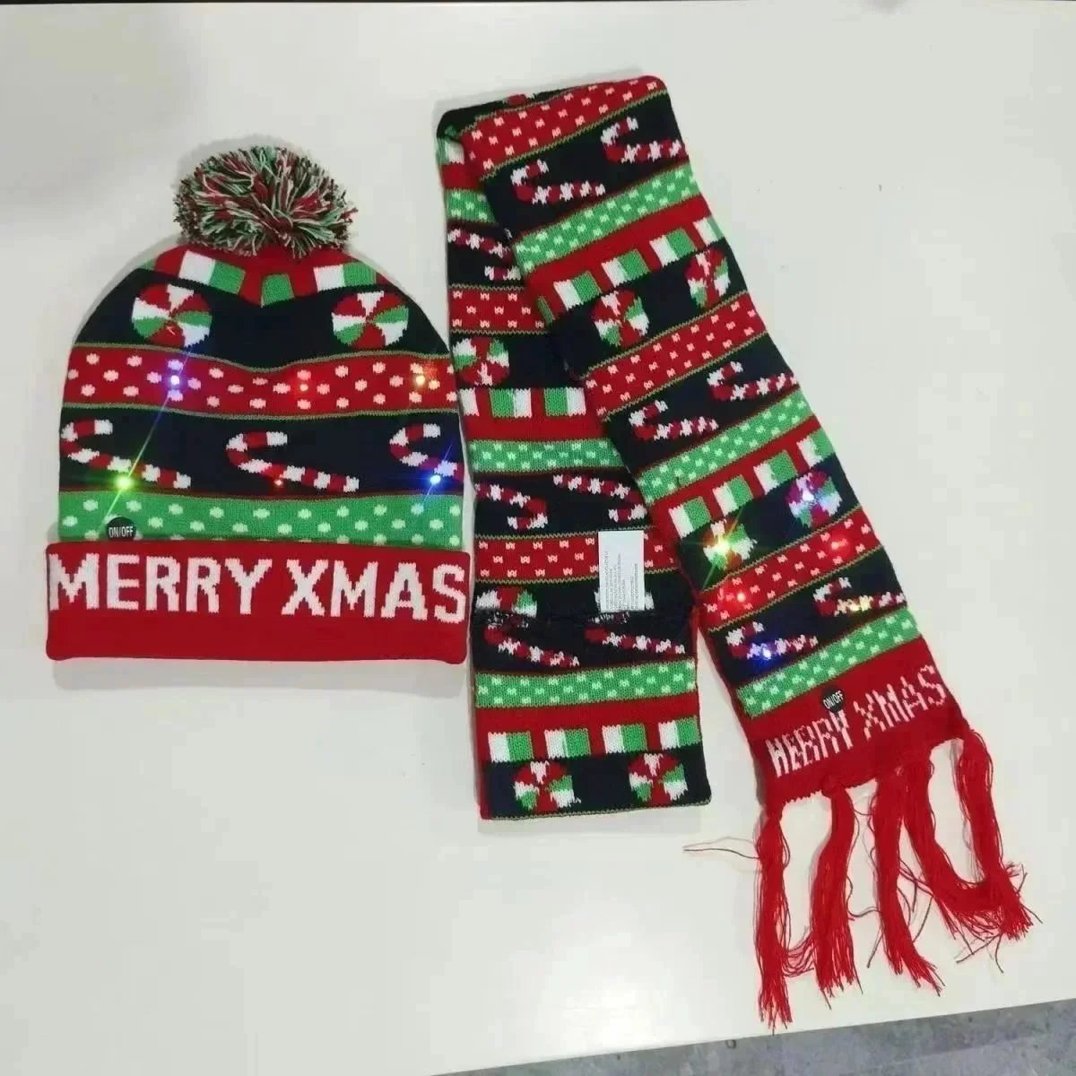 Off-White x Holiday Collection LED Light-Up Beanie and Scarf Set Multicolor Accessories