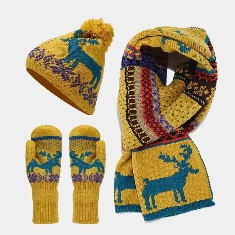 LED Light-Up Christmas Beanie and Scarf Set Navy Green Multicolor Accessories - 11