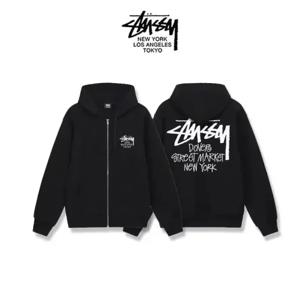 Stüssy Dover Street Market New York Zip-Up Hoodie Black - 1