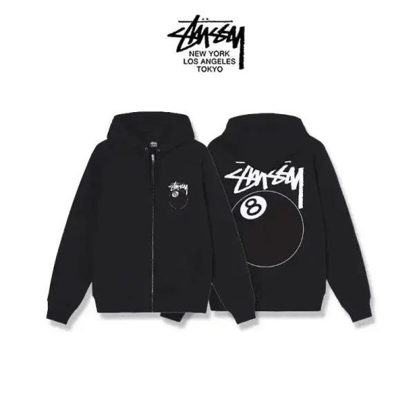 Stüssy 8-Ball Zip-Up Hoodie Black - 1
