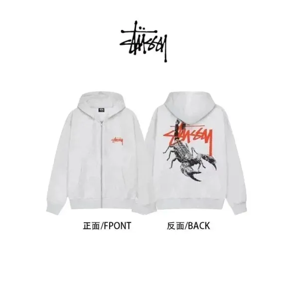 Stüssy Scorpion Graphic Zip-Up Hoodie White - 1
