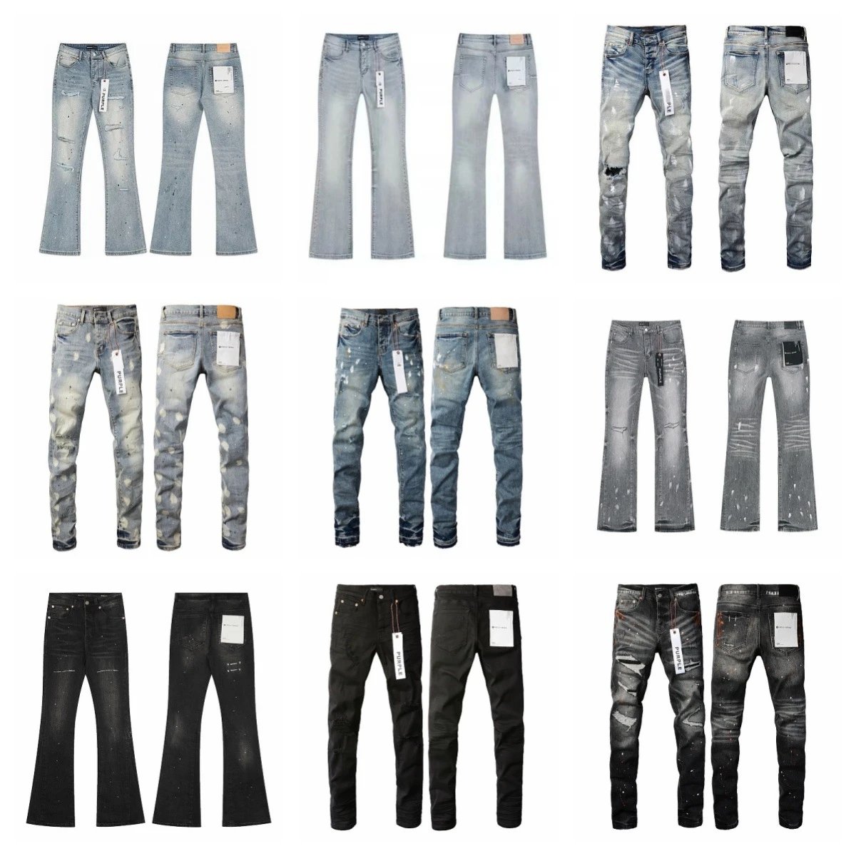 purple-Brand Denim Jeans Distressed Blue Casual Pants