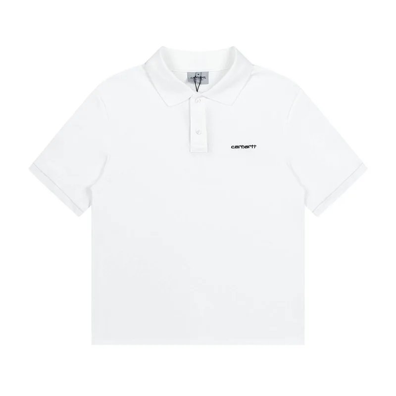 Embroidered white polo shirt