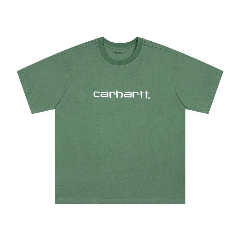 Green embroidery with white letters