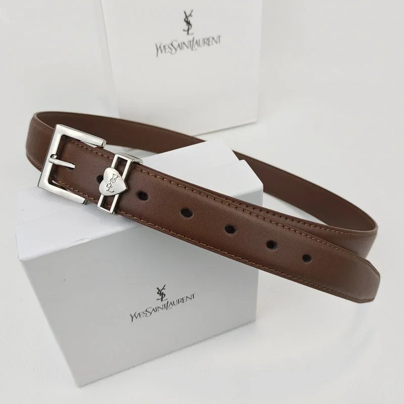 Brown heart-shaped silver buckle