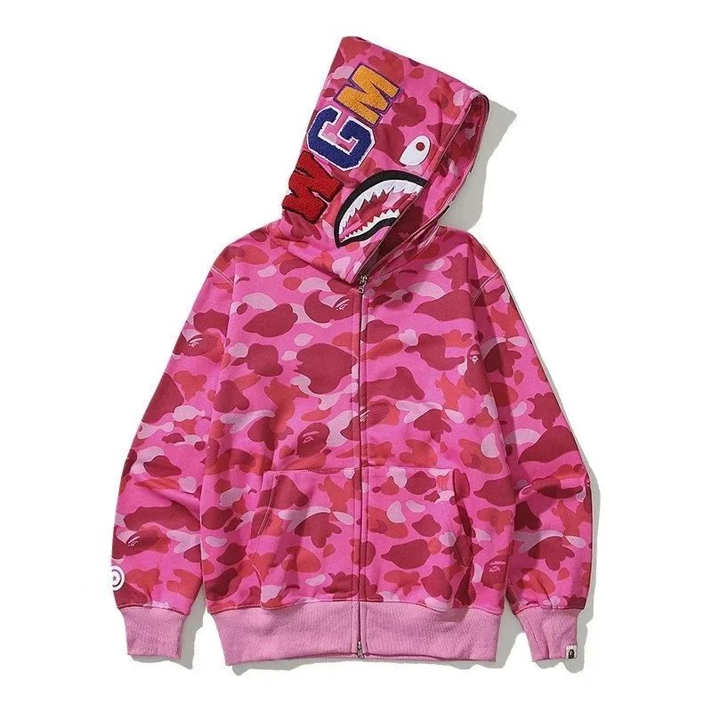 A Bathing Ape Shark Camo Full-Zip Hoodie Army Green - 4
