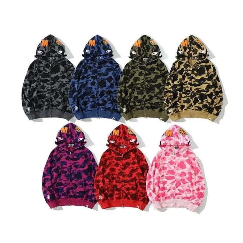 A Bathing Ape Shark Camo Full-Zip Hoodie Army Green - 10