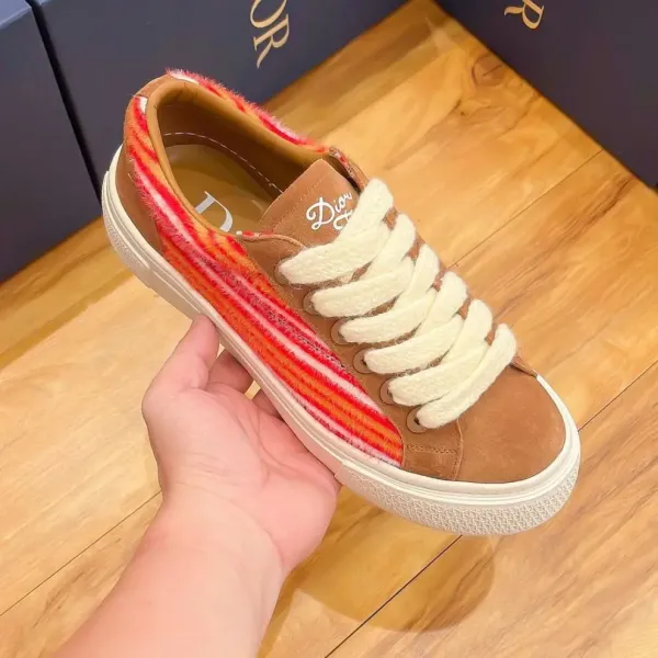 Dior B23 Multicolor Striped Suede Sneakers - 10