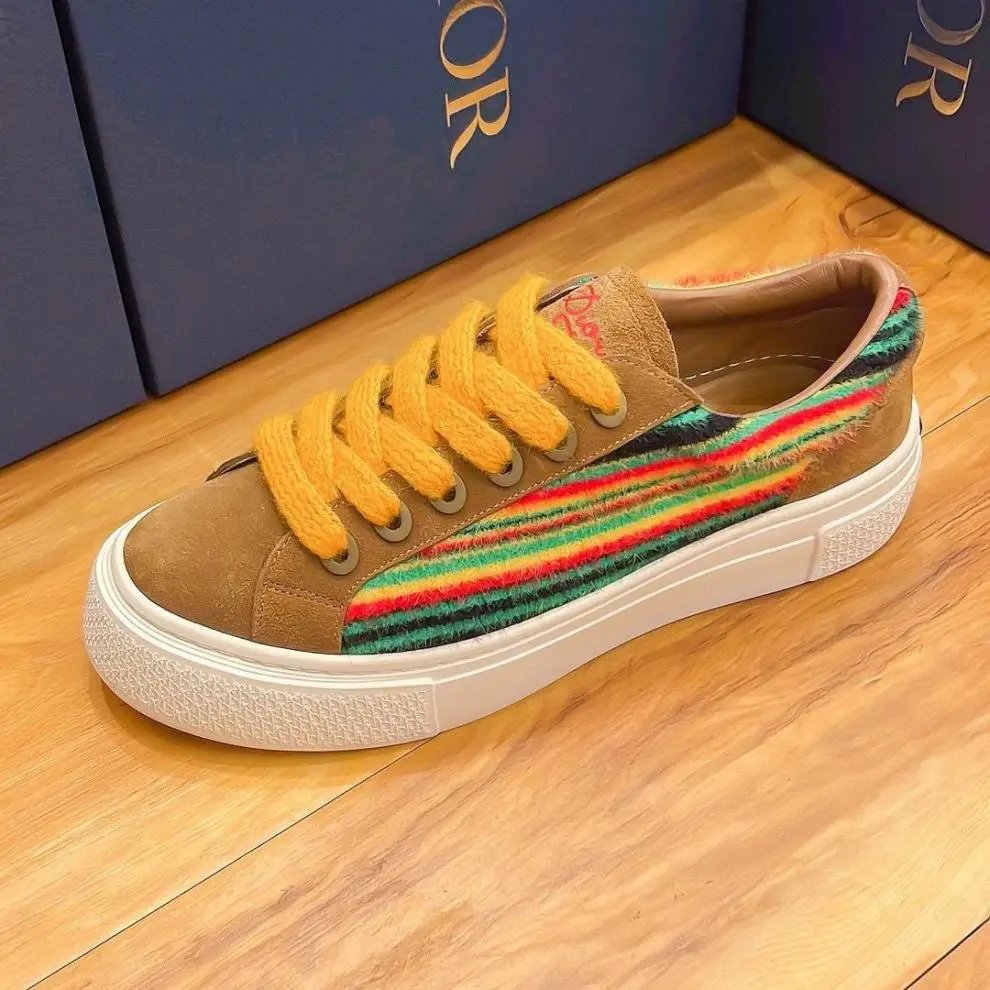 Dior B23 Multicolor Striped Suede Sneakers - 14