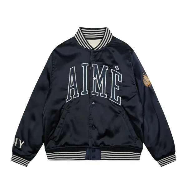 Aimé Leon Dore Satin Varsity Jacket Navy - 1