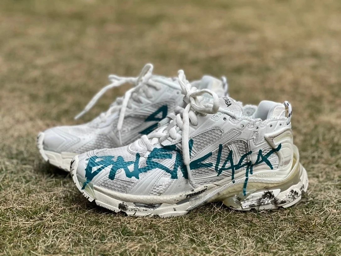 Balenciaga Pure White Blue Logo