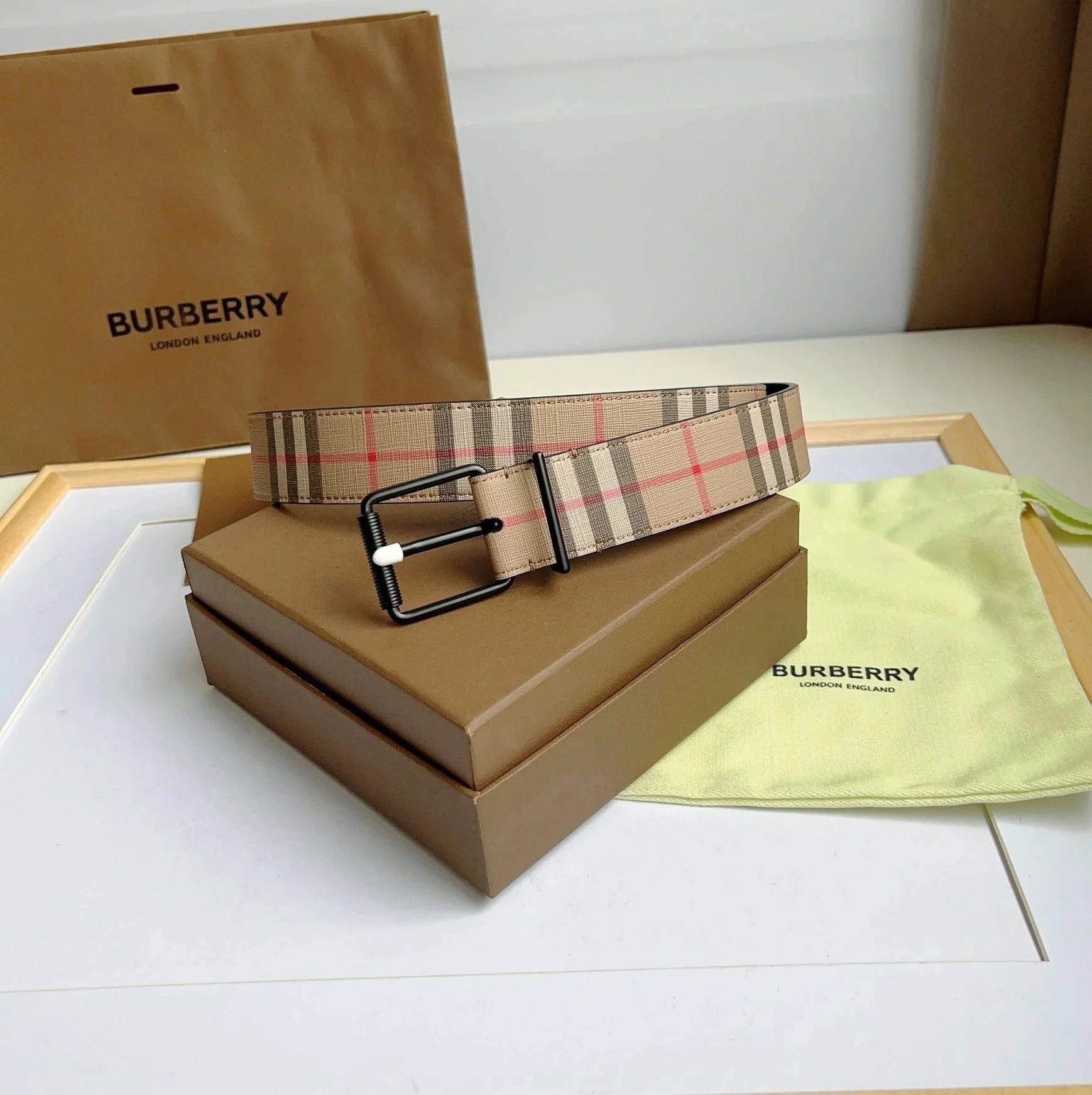 Burberry Belts Gold TB Monogram Buckle — 6