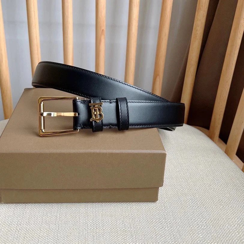 Burberry Belts Gold TB Monogram Buckle — 1