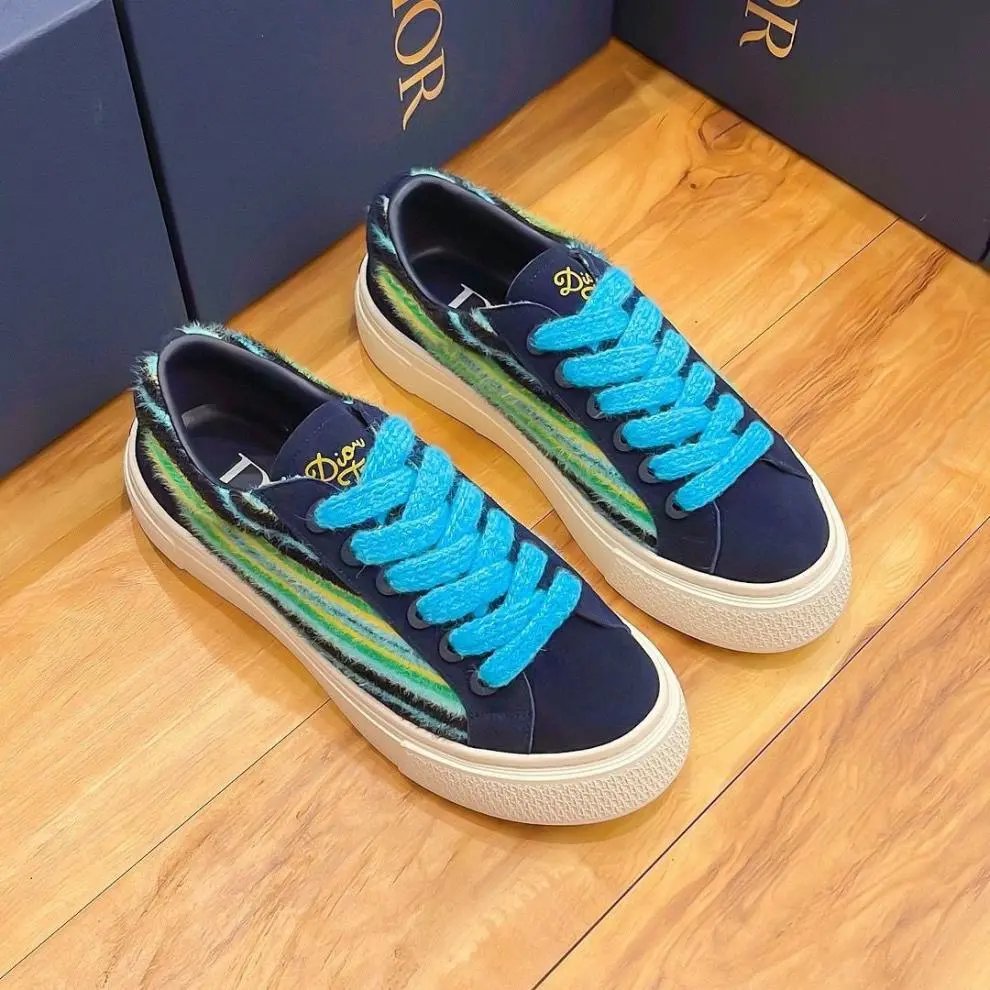 Dior B23 Multicolor Striped Suede Sneakers - 4