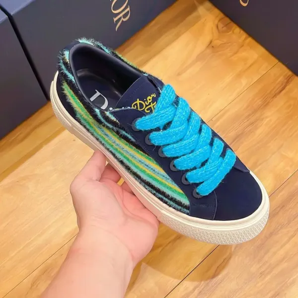 Dior B23 Multicolor Striped Suede Sneakers - 6
