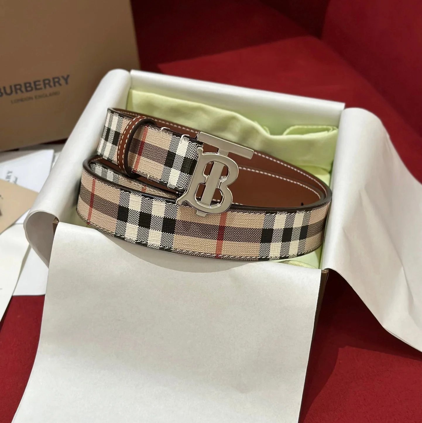 Burberry Belts Gold TB Monogram Buckle — 11