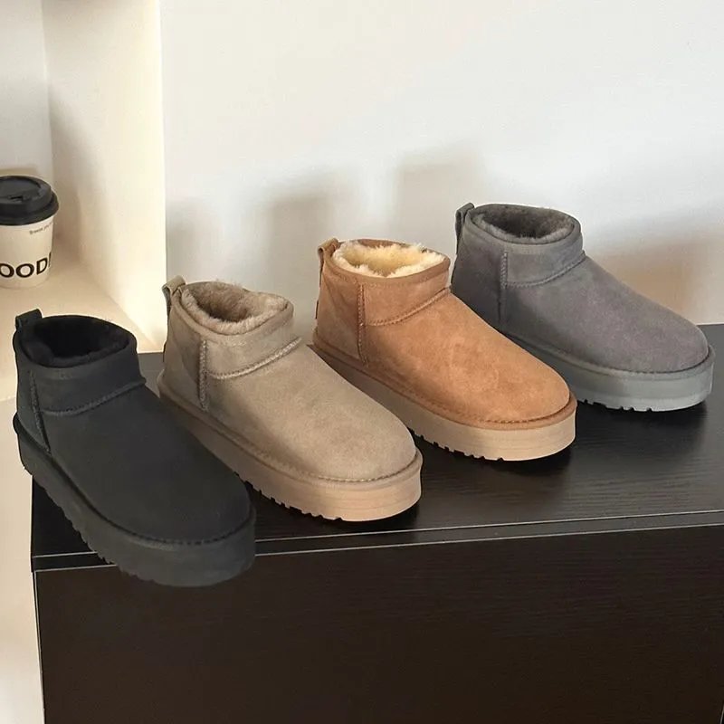 UGG Fur Lined Thick Platform Mini Snow Boot