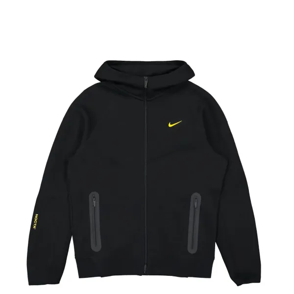 Nike Tech Fleece Hoodie Black with Yellow Swoosh and NOCTA Detail - 1