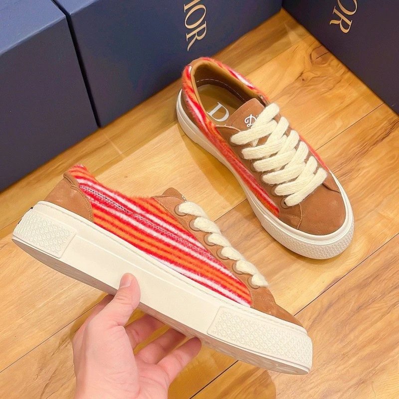 Dior B23 Striped Wool-Trim Sneakers Multicolor - 1