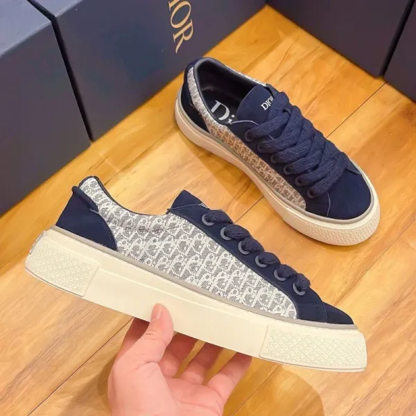 Dior B23 Oblique Print Navy and Beige Sneakers - 1