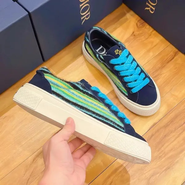 Dior B23 Multicolor Striped Suede Sneakers - 5