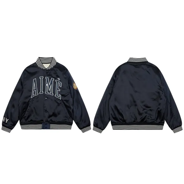 Aimé Leon Dore Satin Varsity Jacket Navy - 16