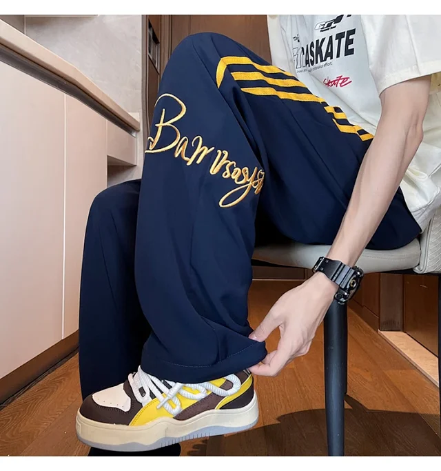 Men's Summer Ice Silk Baggy Straight Leg Trousers Detail