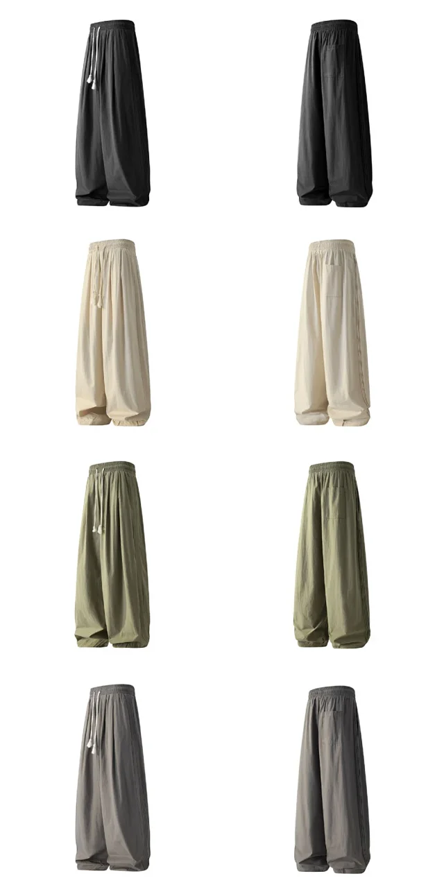 Japanese Loose Cotton Pants for Men Detail