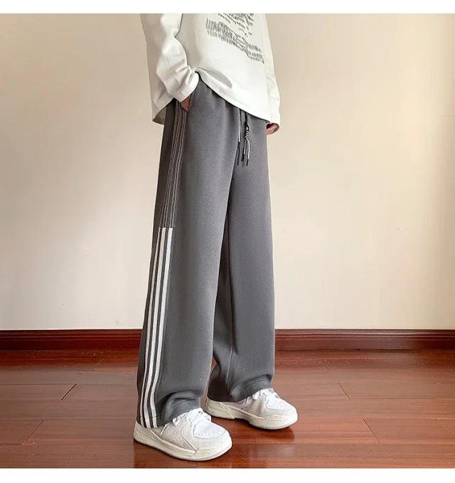 Japanese Oversize Men's Spring Retro Stripe Pants Detail