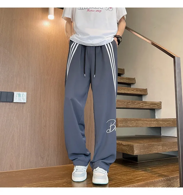 Men's Summer Ice Silk Baggy Straight Leg Trousers Detail