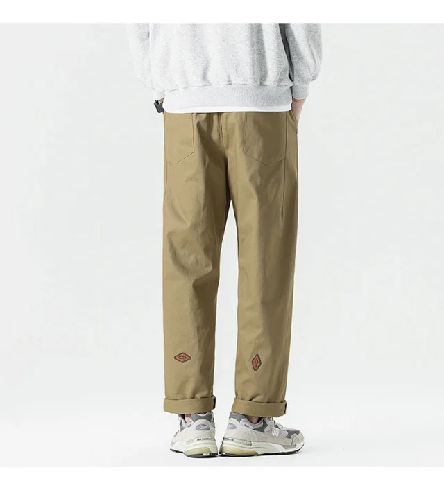 Autumn Men's Retro Japanese Straight Cargo Pants Detail