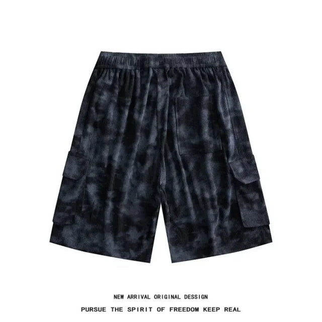 Men's Camo Tie-Dye Relaxed Cargo Shorts Detail