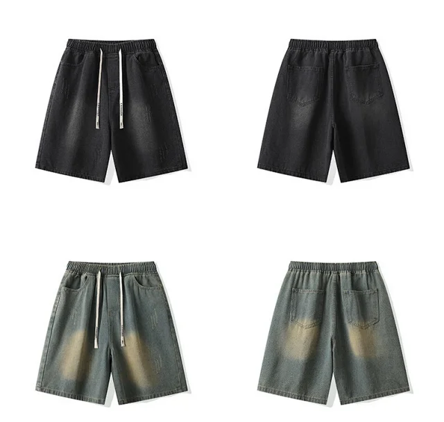 Scratch Denim Shorts for Men Detail