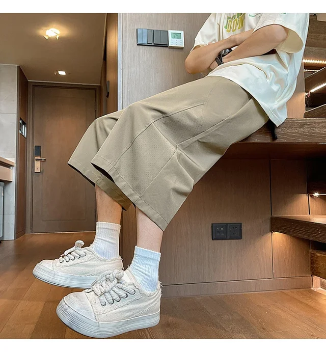Men's Summer Mesh Pants with Belt Detail