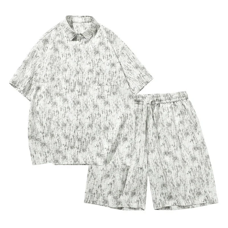 Tie-Dye Short-Sleeve Shirt Set for Men