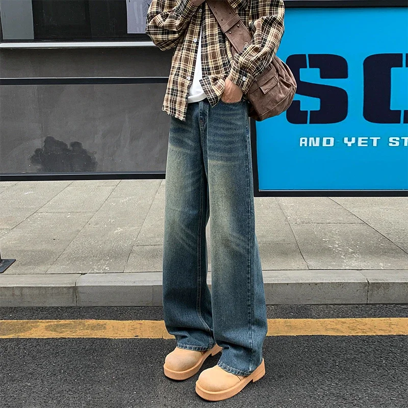 Vintage Washed Men's Straight Loose Wide-Leg Jeans