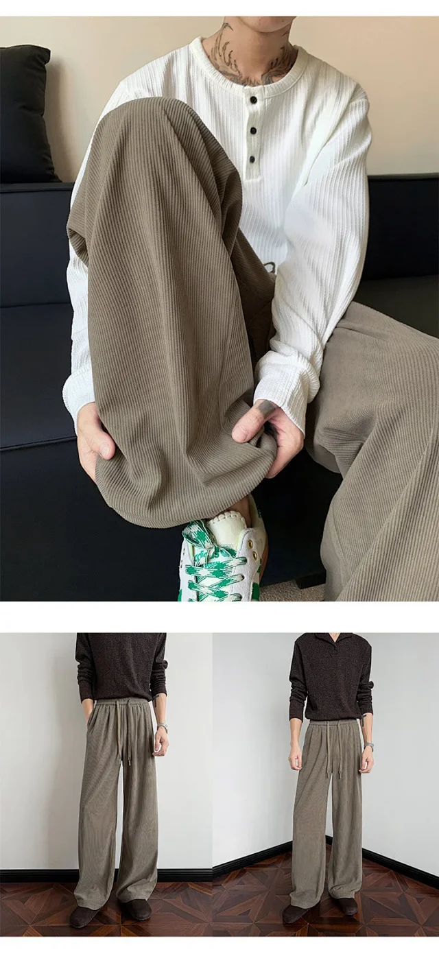 Khaki Wide-Leg Sport Pants Detail
