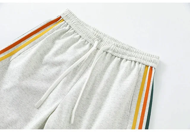 Men's Summer Basketball Shorts with Rainbow Ribbon Stripe Detail