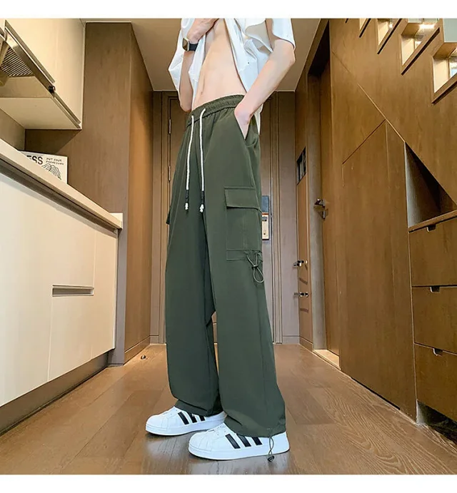 Maroon Quick - Dry Ice Silk Men's Summer Cargo Pants Detail