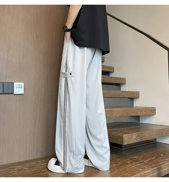 Men's 2025 Summer Ice Silk Wide - Leg Pants Detail
