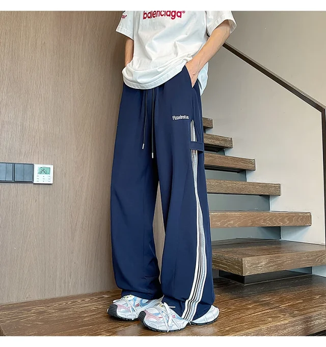 Men's 2025 Summer Ice Silk Wide - Leg Pants Detail
