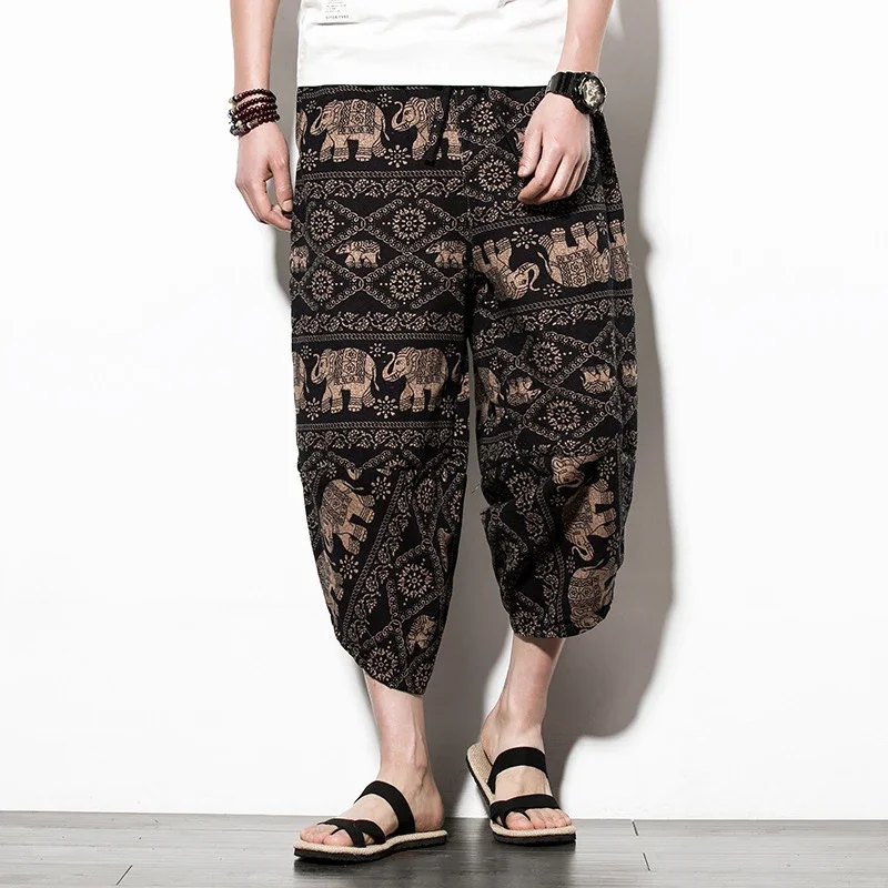 Men's 3/4-length Ethnic Cotton-Linen Pants