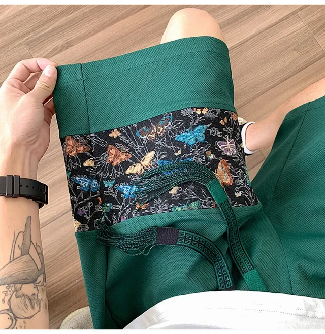 Chinese-style Embroidered Men's Sport Shorts Detail