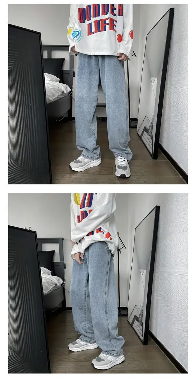 Retro Hong Kong Style Men's Loose Wide - leg Oversize Pants Detail