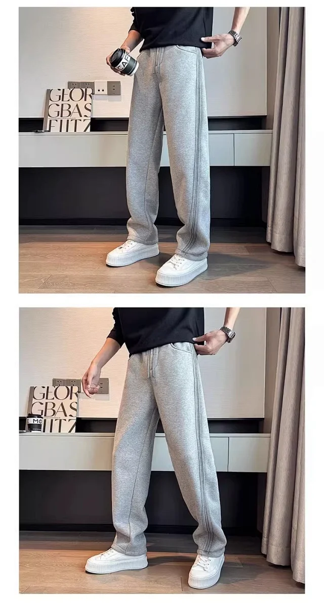 Spring Autumn Men's Casual Straight Pants Detail