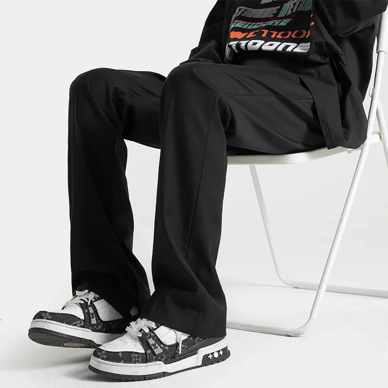 Trendy Brand Fleece Solid High - End Straight Trousers