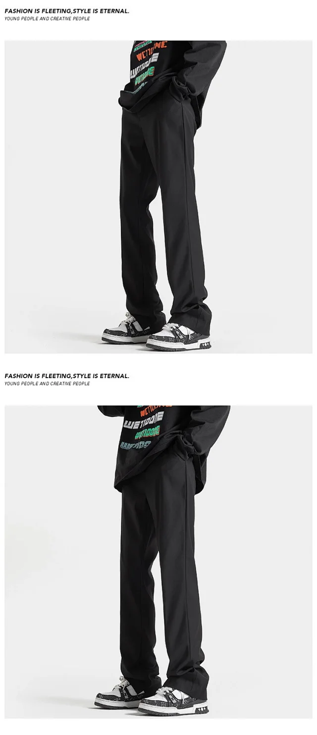 Trendy Brand Fleece Solid High - End Straight Trousers Detail