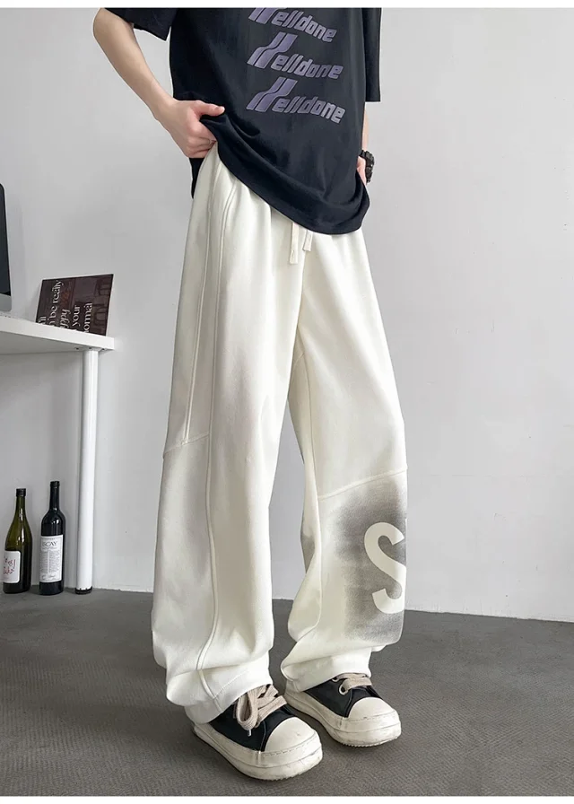 Men's Loose Straight Sweatpants Detail
