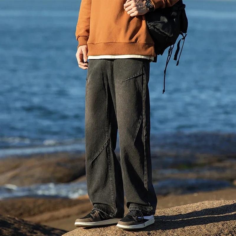 Men's Retro Denim Wide-leg Pants